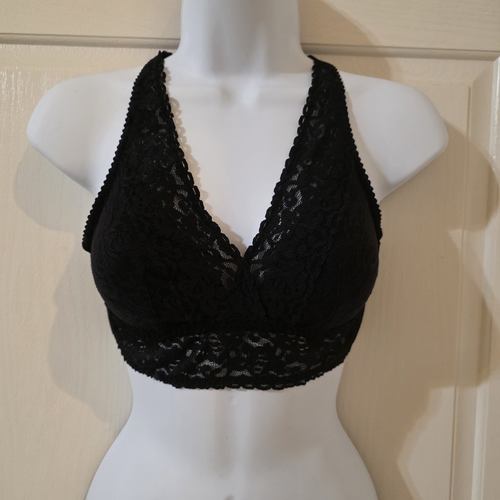 Felina Black Lace V-Neck Bralette